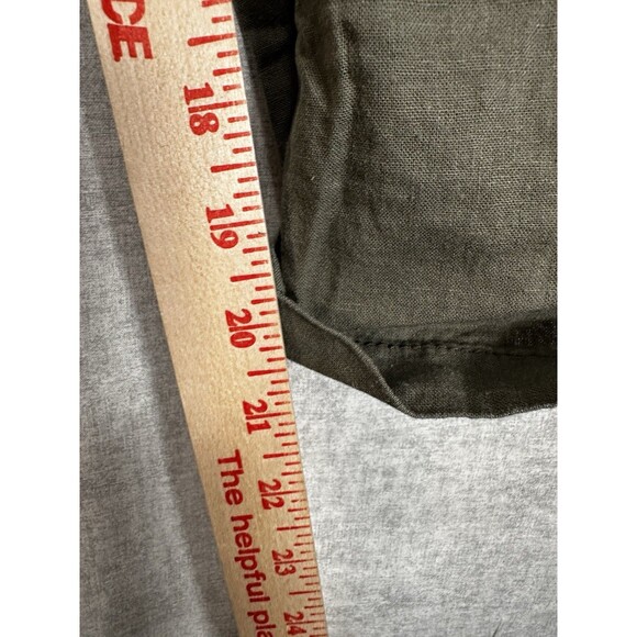 Paper Tee 100% Linen Straight Leg Cropped Pants Gray Green Capri Size 13 - Picture 4 of 6